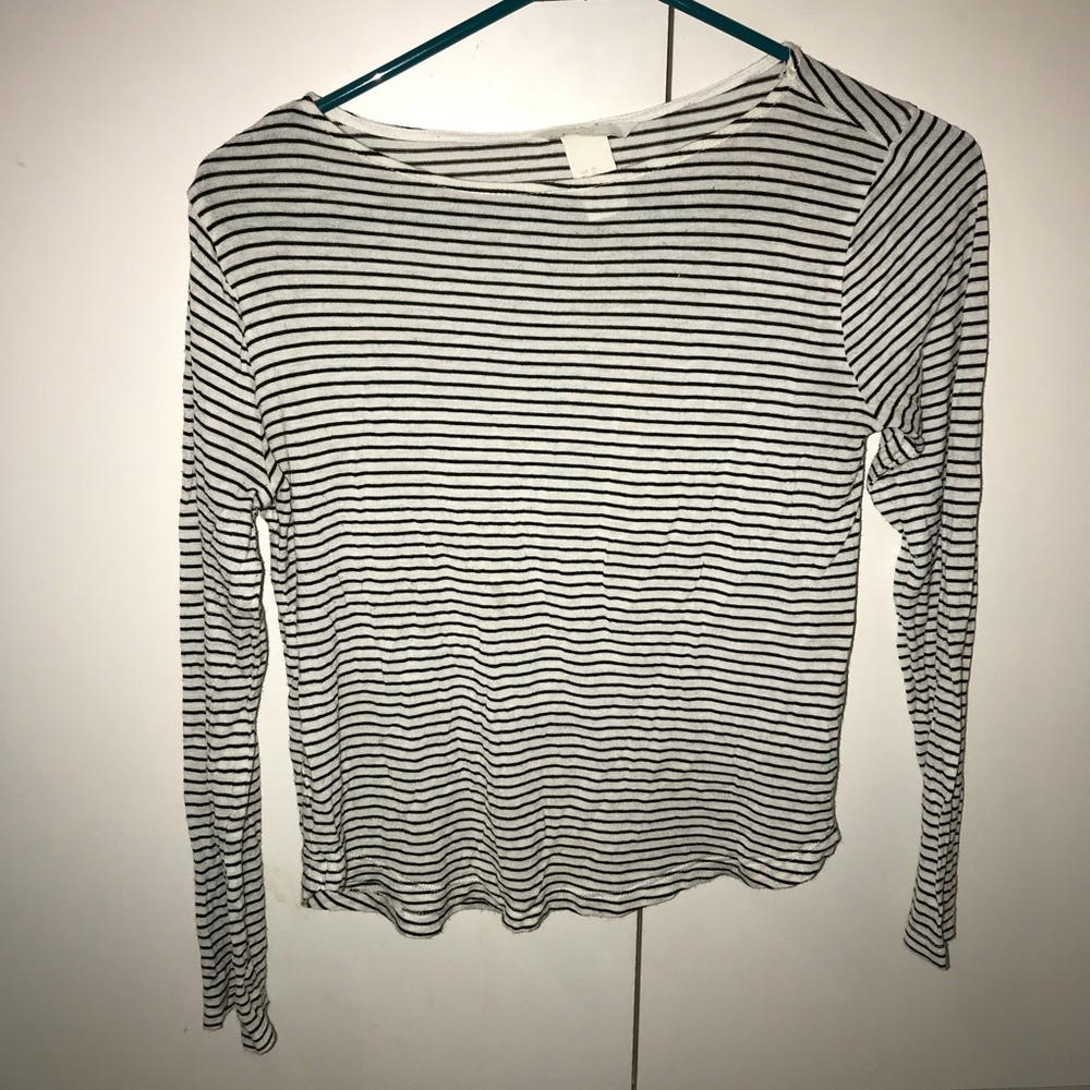 Black and white striped top